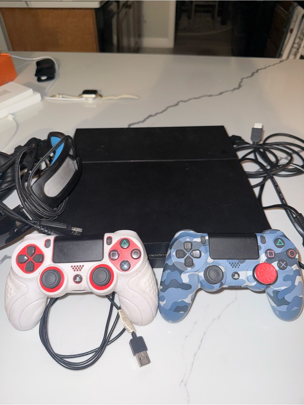 Sony PlayStation Slim Console with Two Controllers, all cords, Headphones
